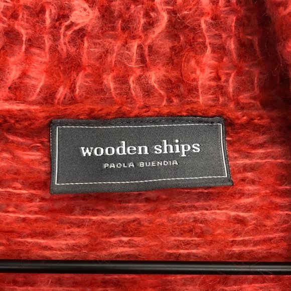 Wooden Ships Open Front Cardigan Sweater, Red, Wool Mohair Blend, Women's S/M - Picture 7 of 10